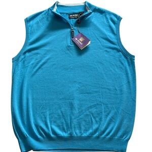 G-Mac by Kartel 100% Merino Wool 1/4 Zip Golf Sweater Vest Blue 2XL New W/ Tags